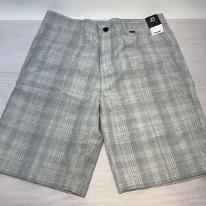 Hurley Dri-FIT Chino 21.5" Walkshorts Mens Size 33 Shorts Gray Plaid NWT